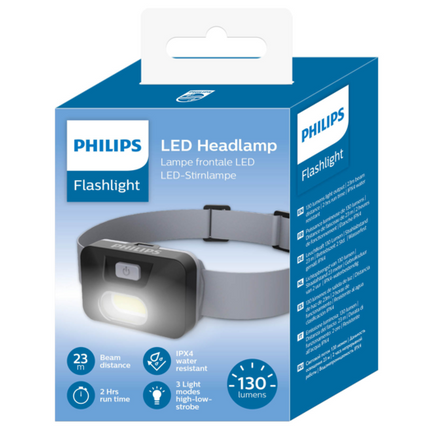 Philips pannlampa inkl. 3 st. Philips AAA-batterier