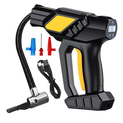 Bärbar handhållen digital bilpump med LED-ljus och förinställt däcktryck