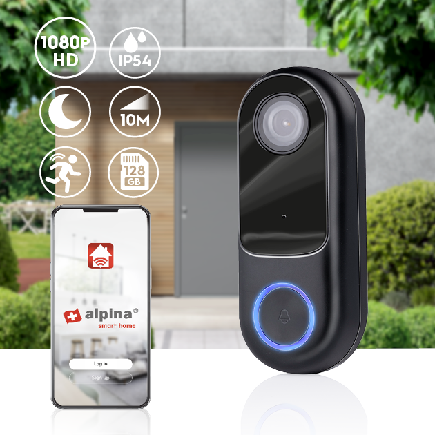 Alpina Smart videodörrklocka med kamera och WiFi