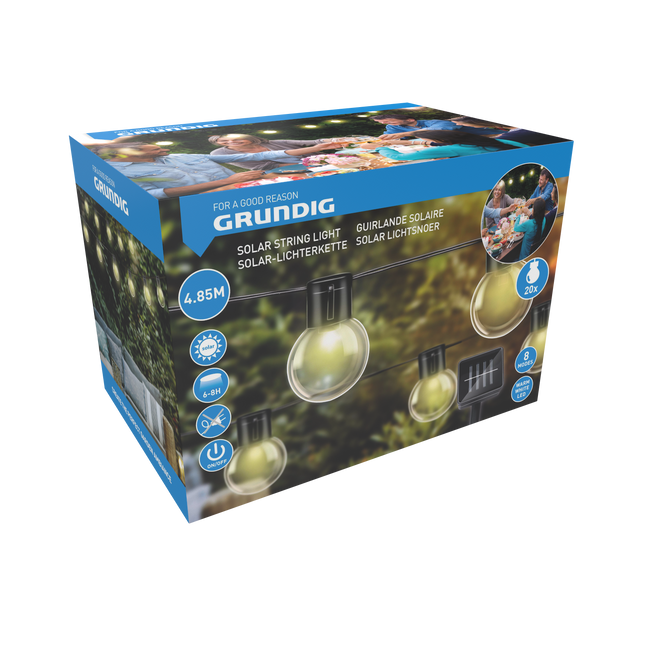 Solar Light Chain från Grundig - 4,85 meter med 20 LED-ljus