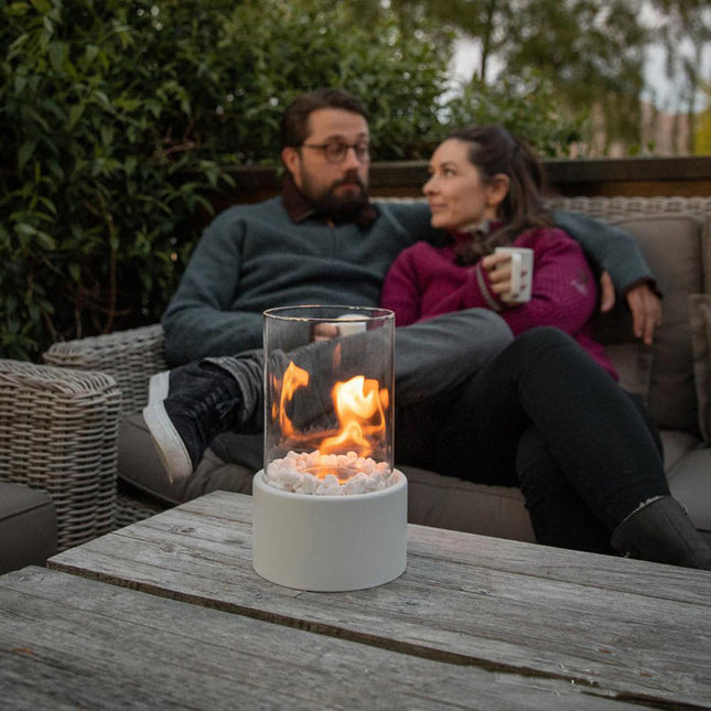 Bio Ethanol Minibordskamin för inomhus/utomhus - Svart metall och glas - Bio Etanol