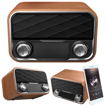 Trådlös Bluetooth-högtalare med retrodesign, FM-radio och AUX