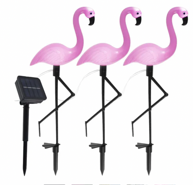 3-delade Flamingo Solar Lights: Vattentät LED-trädgårdsdekoration för atmosfärisk utomhusbelysning