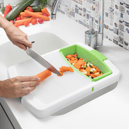 Utdragbar 3-i-1 skärbräda med bricka, behållare och avlopp PractiCut InnovaGoods