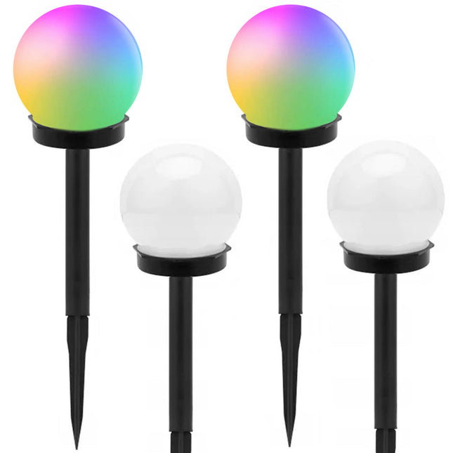 Soldrivna trädgårdsbolllampor 10 cm med sensor i flera färger - 4-pack