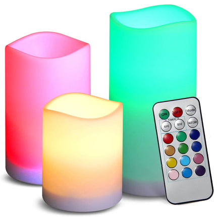LED-ljus med fjärrkontroll, kan lysa i 12 färger - Set med 3 st.