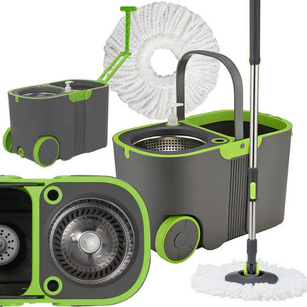 360 roterande mopp med hink och 2x mikrofiberkuddar - din allsidiga rengöringslösning