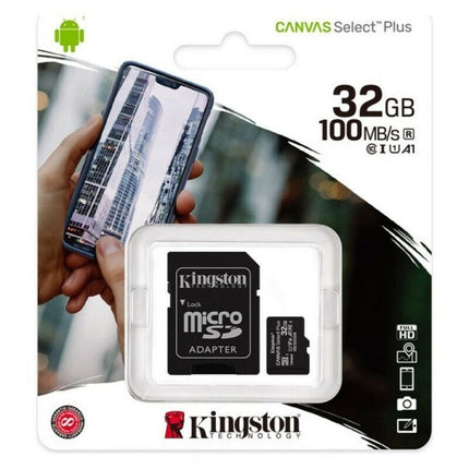 Kingston 32GB micro SD minneskort med adapter 100 MB/S